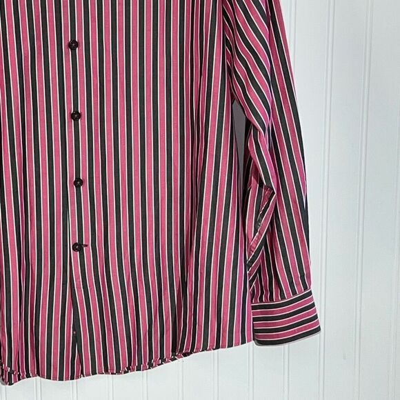 Michael Michael Kors Button Down Shirt Men Large Pink Stripped Long Sleeve - Picture 4 of 13